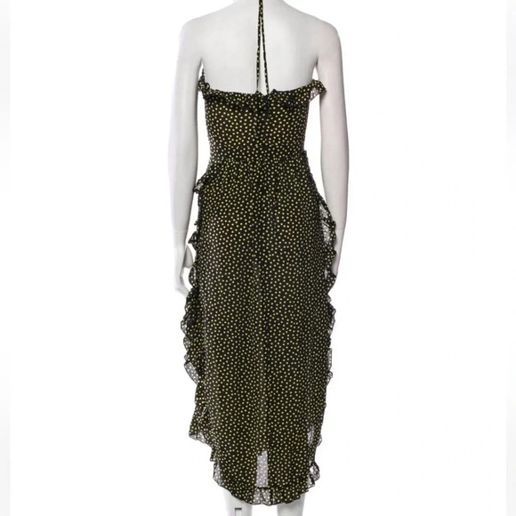 See By Chloe Dot Print Halter Ruffle Dress Black and Yellow Size 8 NWT - Picture 5 of 15